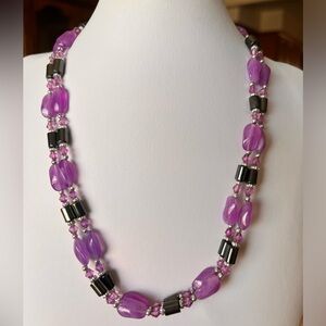 Amethyst & Hematite Necklace/Bracelet,  EUC
